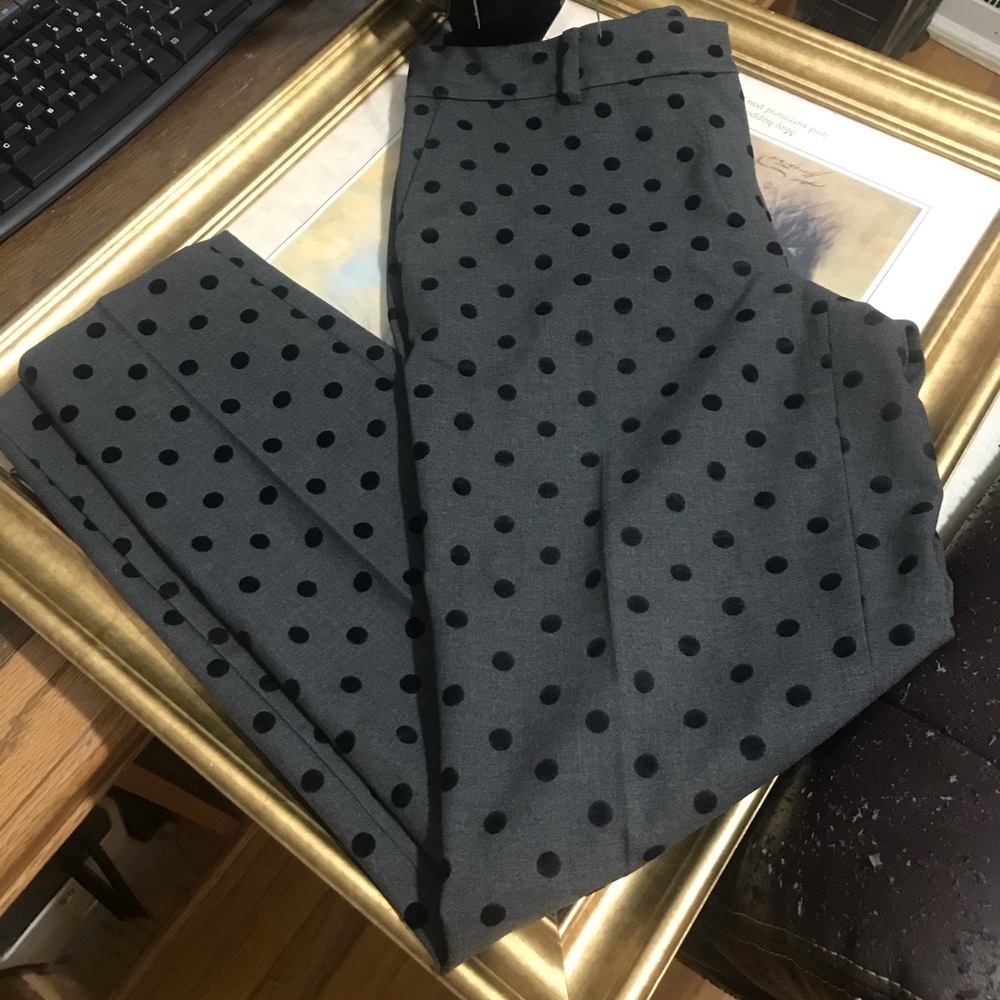 Grey black polka loft dress pants
